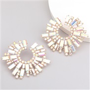 ( Gold)occidental style high-end sun flower Alloy diamond Rhinestone glass diamond earrings woman super banquet