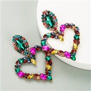 (color )occidental style exaggerating heart-shaped Alloy color fully-jewelled earrings woman fashion temperament ear stu