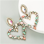(AB color)occidental style exaggerating heart-shaped Alloy color fully-jewelled earrings woman fashion temperament ear s
