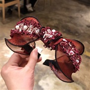 Korean style fashion concise all-Purpose lace Cloth mosaic Pearl width woman Headband Headband
