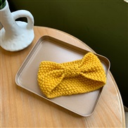 ( yellow)Korea sweet bow belt Autumn and Winter knitting woolen head belt pure color all-Purpose brief head belt woman