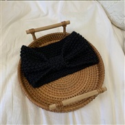 ( black)Korea sweet bow belt Autumn and Winter knitting woolen head belt pure color all-Purpose brief head belt woman