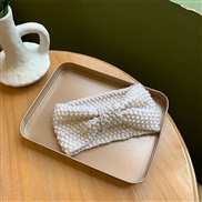 ( rice white)Korea sweet bow belt Autumn and Winter knitting woolen head belt pure color all-Purpose brief head belt wom