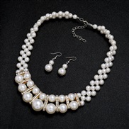 (Pearl )Korean style fashion bride imitate Pearl necklace earrings set woman short style all-Purpose elegant ornament cl