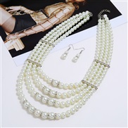 ( Silver)occidental style fashion multilayer Pearl necklace  exaggerating set  woman