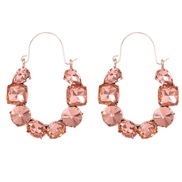 ( Pink)fashion exaggerating personality creative diamond same style earrings occidental style retro earrings