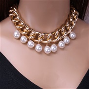 ( necklace  Gold)occidental style creative  personality exaggerating woman aluminum chain clavicle chain  retro imitate 