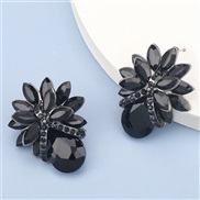 ( black)fashion colorful diamond series Alloy diamond glass diamond flowers earring occidental style earrings womanins