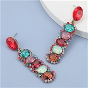 ( Color)fashion colorful diamond series Alloy diamond multilayer Round glass diamond earring occidental style geometry e