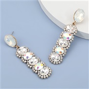 (AB color)fashion colorful diamond series Alloy diamond multilayer Round glass diamond earring occidental style geometry