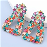( Color)fashion colorful diamond series Alloy diamond Rhinestone geometry flowers earrings woman occidental style Earrin