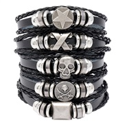 occidental style punk skull trend Rock beads man leather bracelet