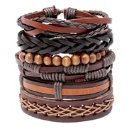 retro man weave color personality Cowhide bracelet trend brief occidental style