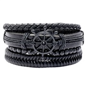 occidental stylediy creative handmade weave black Cowhide bracelet retro four leather