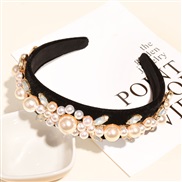 ( black)occidental style big samll Pearl diamond Headband fashion temperament width high-end Headband woman