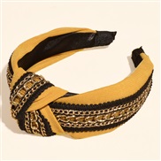 ( yellow)occidental style chain Headband lace velvet retro fashion width Headband head