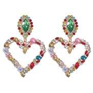 ( Color diamond )ins occidental style wind exaggerating love fashion earring sweet temperament style Street Snap earring