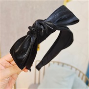 ( black)Korea bigu leather eadband  high-end width sweet brief  pure color bow eadband