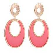 ( Pink) occidental style new brief fashion samll Round ear stud geometry temperament long style all-Purpose earrings wom