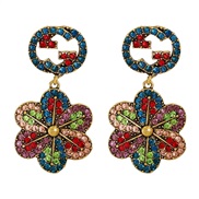 ( Color) occidental style arring temperament all-Purpose personality color flowers ear stud Alloy diamond earrings