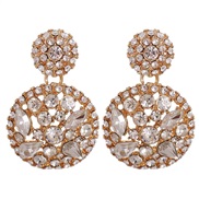( white) occidental style Earring fashion temperament personality all-Purpose hollow ear stud Alloy diamond earrings