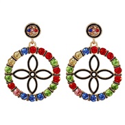 ( Color) occidental style arring temperament fashion all-Purpose Round flowers ear stud Alloy diamond earrings