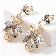 ( Gold)fashion colorful diamond series multilayer Alloy diamond glass diamond geometry flowers earrings woman occidental