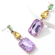 ( Color)fashion colorful diamond series Alloy diamond multilayer geometry glass diamond super earrings woman occidental 