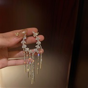 ( Silver needle Gold)silver Olives branch earrings Korea temperament diamond tassel earring fashion Earring