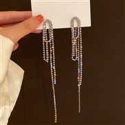 ( Silver needle  Tassels)silver occidental style fashion diamond geometry earrings long style tassel earring personality