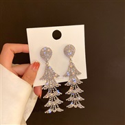 ( Silver needle )silver occidental style fashion temperament earrings fully-jewelled long style geometry earring persona