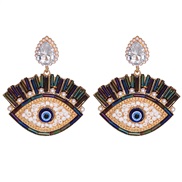 (  Eye )occidental style personality exaggerating eyes Pearl earrings woman Alloy embed colorful diamondins earring Earr