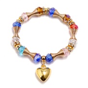 ( Mixed color)Wish fashion color Bohemia ethnic style bracelet woman multilayer elasticity crystal occidental style