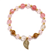 ( Pink) brief fashion color beads crystal bracelet small fresh elasticity girl student