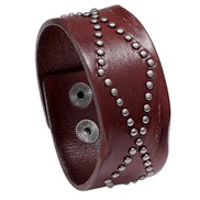 ( Dark brown)occidental style personality trend punk wind Cowhide bracelet retro Rivet width leather bangle