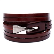 ( Dark brown)occidental style fashion retro multilayer trend Cowhide bracelet brief student