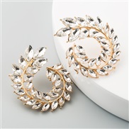 ( white)occidental style heart-shaped Alloy embed colorful diamond retro temperament exaggerating earrings woman Korean 