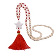 ( red)occidental style Bohemian style tassel necklace woman turquoise Five-pointed star pendant sweater chain handmade
