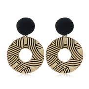 occidental style fashion Metal geometry Round exaggerating ear stud