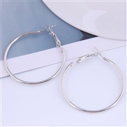 40mm occidental style fashion Metal concise surface temperament buckle ear stud circle