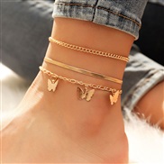 occidental style fashion Metal three butterfly snake chain three Anklet