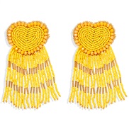 ( yellow)occidental style retro Peach heart Bohemian style beads tassel earring earrings