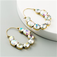 ( AB white)occidental style exaggerating fashion Alloy diamond color Acrylic earrings woman temperament super fully-jewe