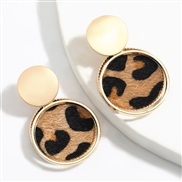 ( brown)earrings multilayer Round Alloy velvet leopard velvet earrings occidental style arring