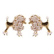 occidental style samll creative embed Pearl samll dog earrings fashion all-Purpose animal ear stud female Earring