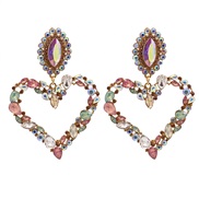 (Ligh  Color)occidental style exaggerating heart-shaped diamond earrings woman fashion temperament ear stud geometryearr