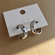 ( Silver needle Silver)silver occidental style earrings Metal geometry circle temperament earring brief personality arri