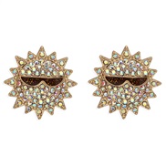 geometry diamond sun flower high earrings all-Purpose samll Korean style arringchic trend ear stud
