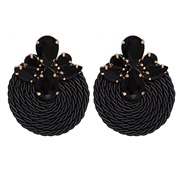 ( black) occidental style temperament personality brief wind arring handmade surround Alloy diamond earrings woman