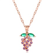 fine  Korean style fashion bronze embed zircon grape personality necklace